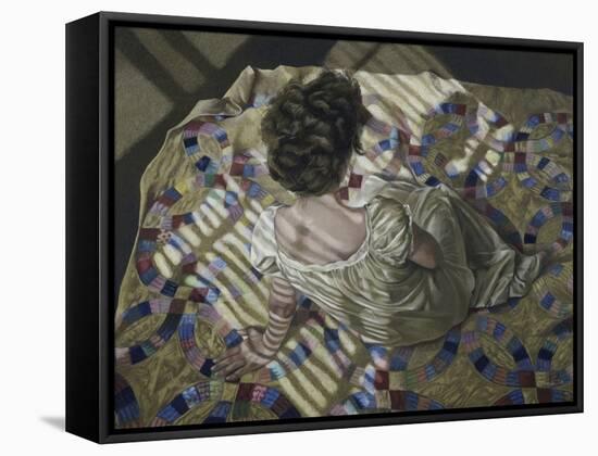 Woman Seated on a Quilt, c.1990-Helen J. Vaughn-Framed Stretched Canvas