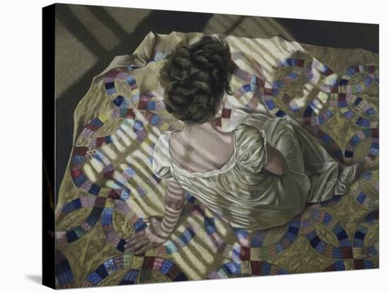 Woman Seated on a Quilt, c.1990-Helen J. Vaughn-Stretched Canvas