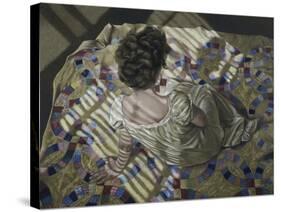 Woman Seated on a Quilt, c.1990-Helen J. Vaughn-Stretched Canvas