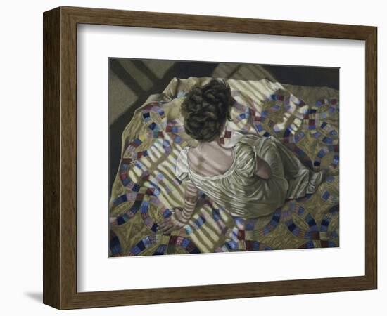 Woman Seated on a Quilt, c.1990-Helen J. Vaughn-Framed Premium Giclee Print