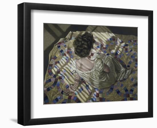 Woman Seated on a Quilt, c.1990-Helen J. Vaughn-Framed Premium Giclee Print