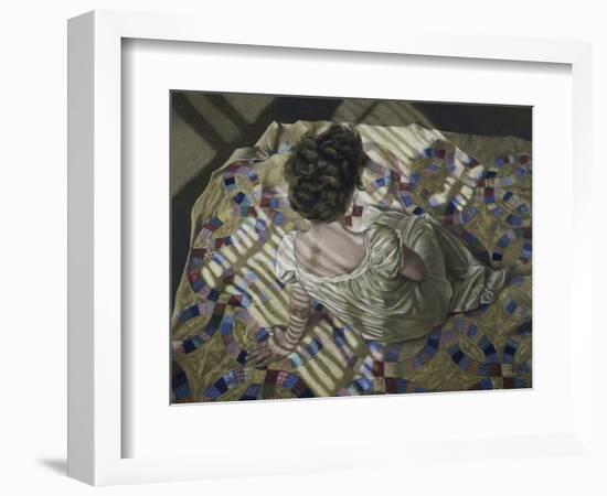 Woman Seated on a Quilt, c.1990-Helen J. Vaughn-Framed Premium Giclee Print