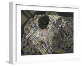 Woman Seated on a Quilt, c.1990-Helen J. Vaughn-Framed Giclee Print