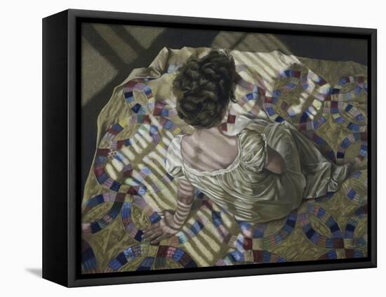 Woman Seated on a Quilt, c.1990-Helen J. Vaughn-Framed Stretched Canvas