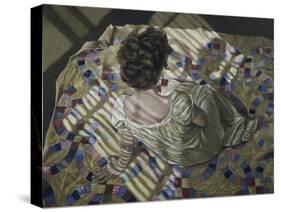 Woman Seated on a Quilt, c.1990-Helen J. Vaughn-Stretched Canvas