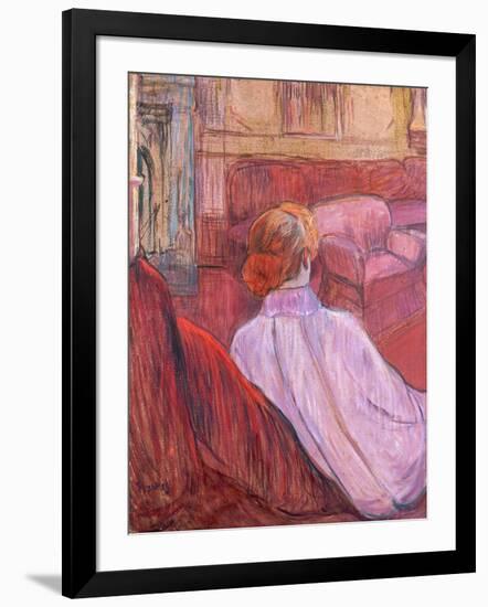 Woman Seated on a Red Settee-Henri de Toulouse-Lautrec-Framed Giclee Print