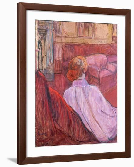 Woman Seated on a Red Settee-Henri de Toulouse-Lautrec-Framed Giclee Print