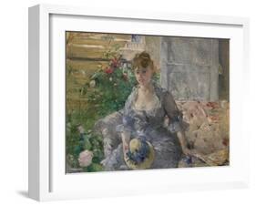 Woman Seated on a Sofa-Berthe Morisot-Framed Art Print