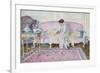 Woman Seated on Sofa in Interior, 1912-14 (Oil on Canvas)-Frederick Carl Frieseke-Framed Giclee Print