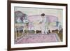 Woman Seated on Sofa in Interior, 1912-14 (Oil on Canvas)-Frederick Carl Frieseke-Framed Giclee Print