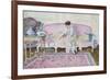Woman Seated on Sofa in Interior, 1912-14 (Oil on Canvas)-Frederick Carl Frieseke-Framed Giclee Print