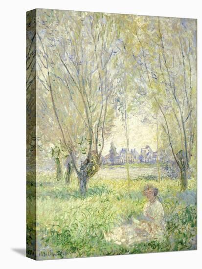 Woman Seated under the Willows, 1880-Claude Monet-Stretched Canvas