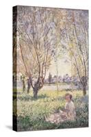 Woman Seated under the Willows-Claude Monet-Stretched Canvas