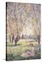 Woman Seated under the Willows-Claude Monet-Stretched Canvas