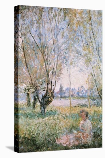 Woman Seated under the Willows-Claude Monet-Stretched Canvas