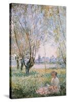 Woman Seated under the Willows-Claude Monet-Stretched Canvas