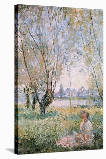 Woman Seated under the Willows-Claude Monet-Stretched Canvas