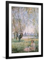 Woman Seated under the Willows-Claude Monet-Framed Art Print