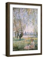 Woman Seated under the Willows-Claude Monet-Framed Art Print