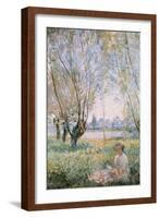 Woman Seated under the Willows-Claude Monet-Framed Art Print