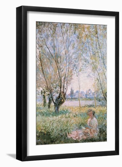 Woman Seated under the Willows-Claude Monet-Framed Art Print