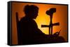 Woman Seated with Crutches-Anthony West-Framed Stretched Canvas