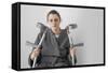Woman Seated with Crutches-Anthony West-Framed Stretched Canvas