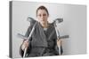 Woman Seated with Crutches-Anthony West-Stretched Canvas