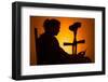 Woman Seated with Crutches-Anthony West-Framed Photographic Print