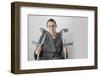 Woman Seated with Crutches-Anthony West-Framed Photographic Print