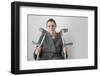 Woman Seated with Crutches-Anthony West-Framed Photographic Print