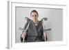 Woman Seated with Crutches-Anthony West-Framed Photographic Print