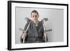 Woman Seated with Crutches-Anthony West-Framed Photographic Print