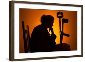 Woman Seated with Crutches-Anthony West-Framed Photographic Print