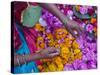 Woman Selling Flower, Pushkar, Rajasthan, India-Keren Su-Stretched Canvas