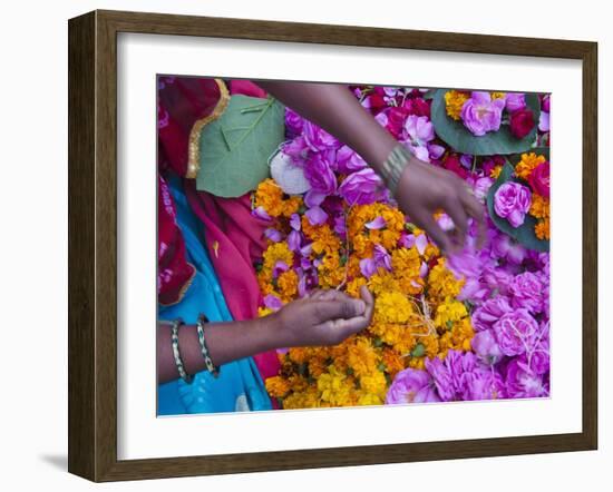 Woman Selling Flower, Pushkar, Rajasthan, India-Keren Su-Framed Premium Photographic Print