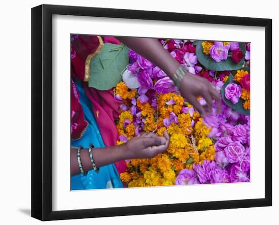 Woman Selling Flower, Pushkar, Rajasthan, India-Keren Su-Framed Premium Photographic Print