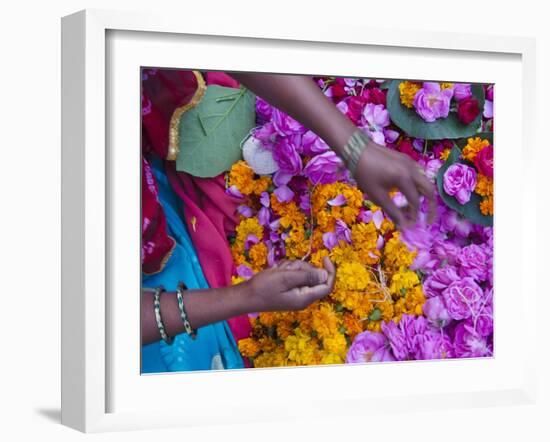 Woman Selling Flower, Pushkar, Rajasthan, India-Keren Su-Framed Premium Photographic Print