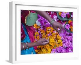 Woman Selling Flower, Pushkar, Rajasthan, India-Keren Su-Framed Premium Photographic Print