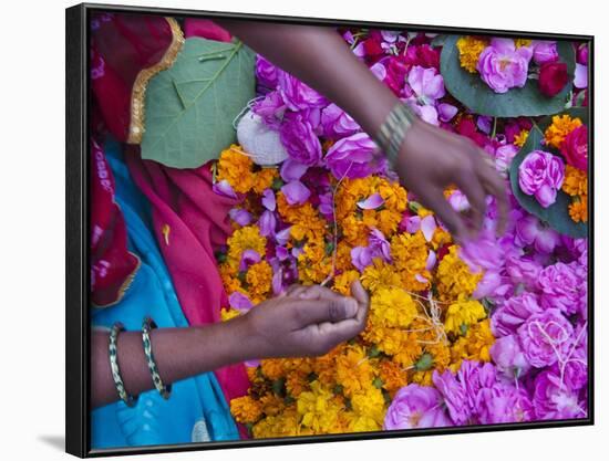 Woman Selling Flower, Pushkar, Rajasthan, India-Keren Su-Framed Photographic Print