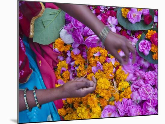 Woman Selling Flower, Pushkar, Rajasthan, India-Keren Su-Mounted Photographic Print