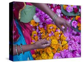 Woman Selling Flower, Pushkar, Rajasthan, India-Keren Su-Stretched Canvas