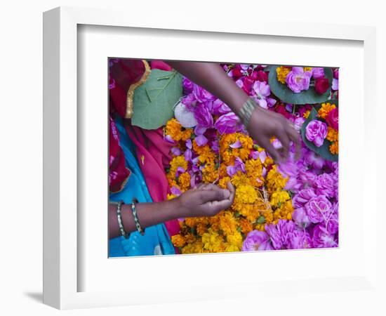 Woman Selling Flower, Pushkar, Rajasthan, India-Keren Su-Framed Photographic Print