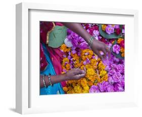 Woman Selling Flower, Pushkar, Rajasthan, India-Keren Su-Framed Photographic Print