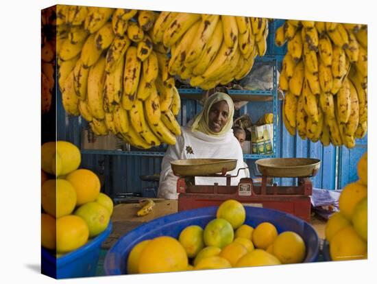 Woman Selling Fruit in a Market Stall in Gonder, Gonder, Ethiopia, Africa-Gavin Hellier-Stretched Canvas