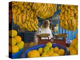 Woman Selling Fruit in a Market Stall in Gonder, Gonder, Ethiopia, Africa-Gavin Hellier-Stretched Canvas