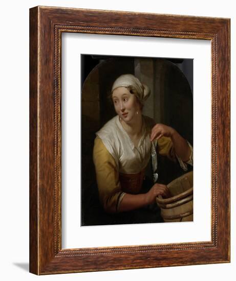 Woman Selling Herring-Godfried Schalcken-Framed Art Print