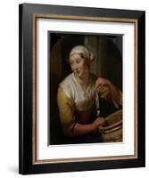 Woman Selling Herring-Godfried Schalcken-Framed Art Print