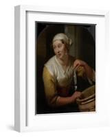 Woman Selling Herring-Godfried Schalcken-Framed Art Print