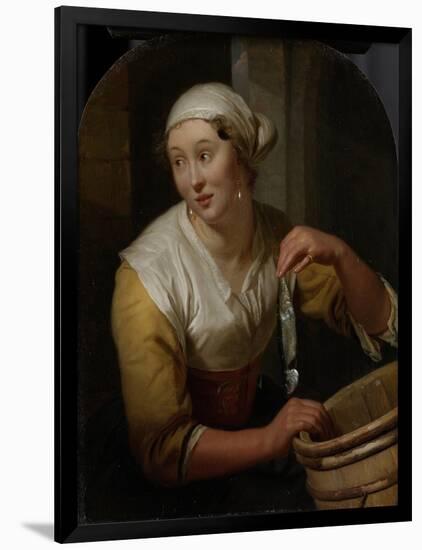 Woman Selling Herring-Godfried Schalcken-Framed Art Print